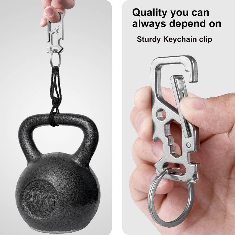 TISUR Titanium-Keychain-Clip-Bottle-Opener-Keychain,TISUR Edc Tactical Carabiner Key Chains Men Multitool for Outdoor Camping Key Ring Clip With 32mm Titanium Key Rings - Image 1